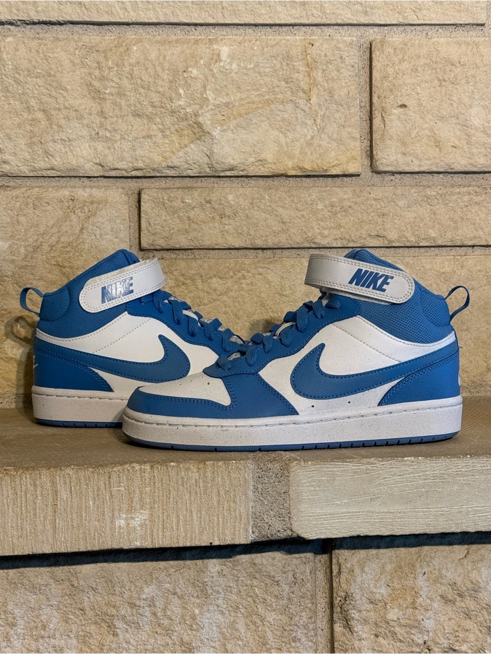 Nike Kids Court Borough Mid 2 (GS) Sneakers in Blue and White